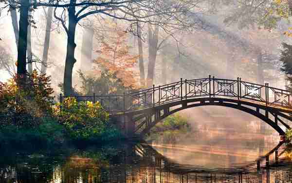 系统天堂唯美小桥自然风景桌面壁纸